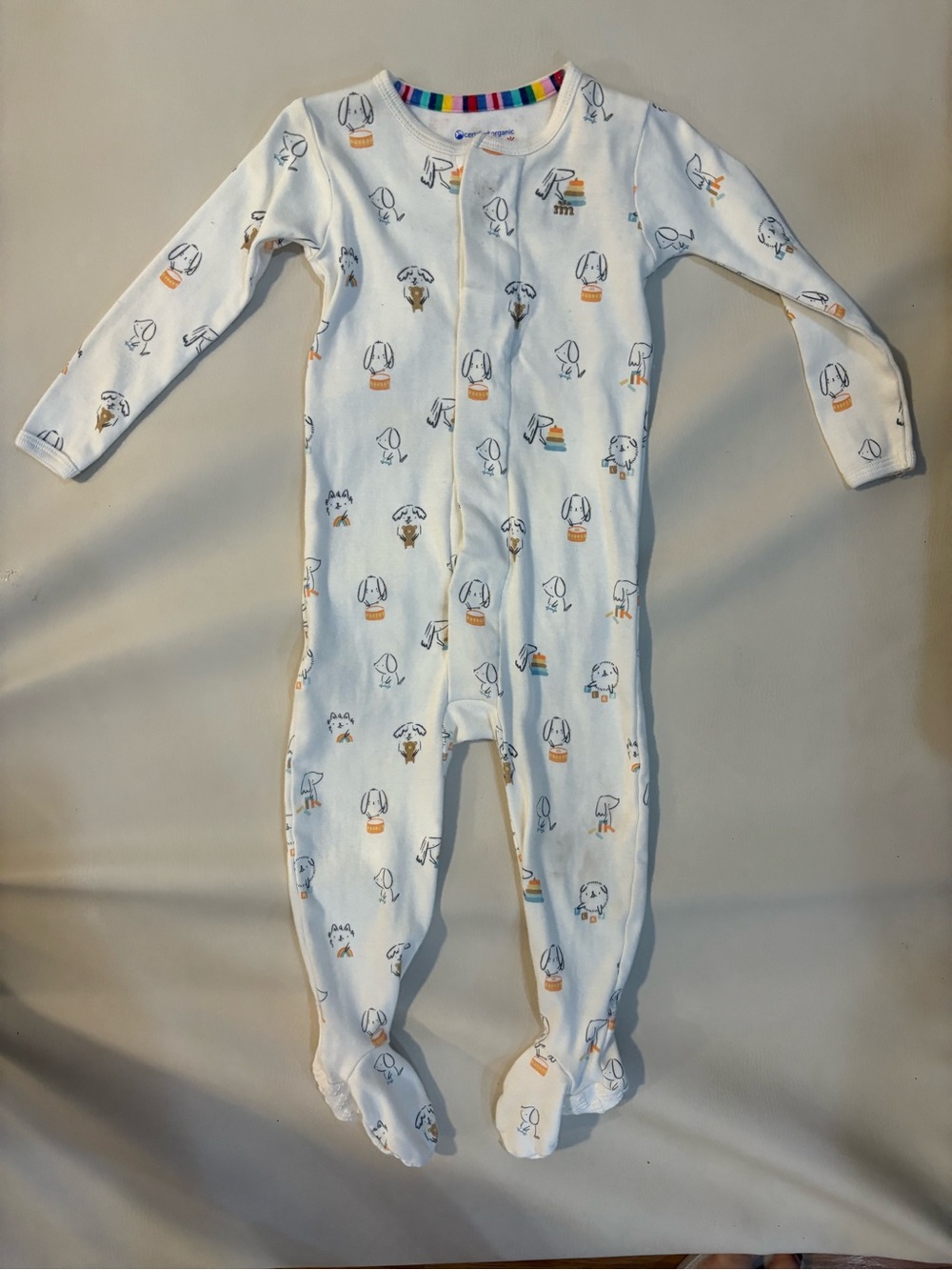 Magnetic Me White Footed One-Piece with Puppy Sketches